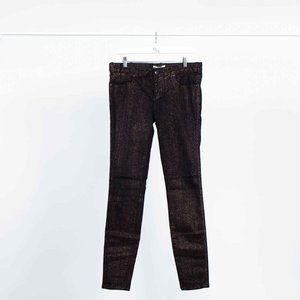 Free People Black and Gold Foil Skinny Jeans